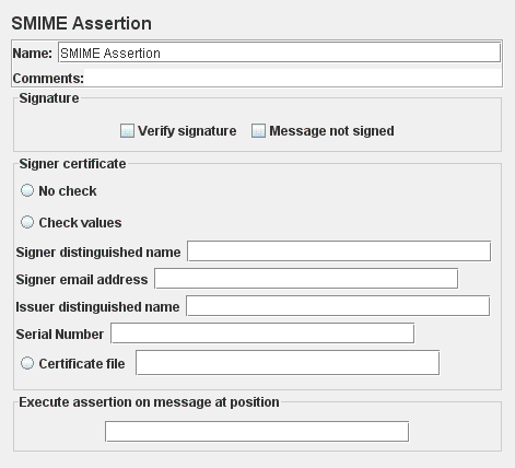 Screenshot for Control-Panel of SMIME Assertion