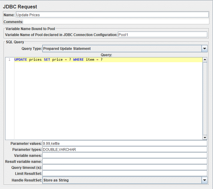 Screenshot for Control-Panel of JDBC Request