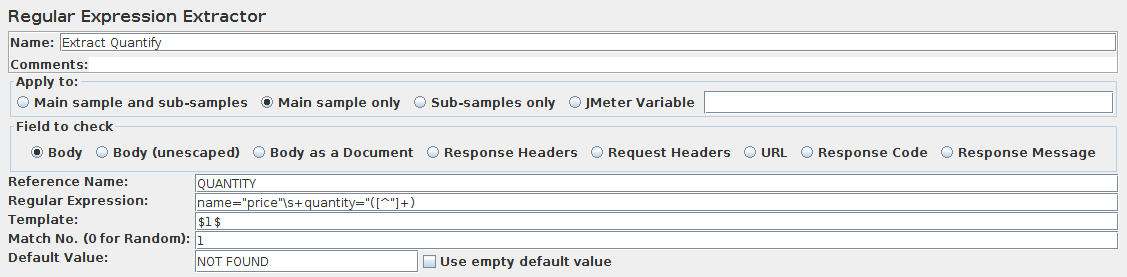 Screenshot for Control-Panel of Regular Expression Extractor