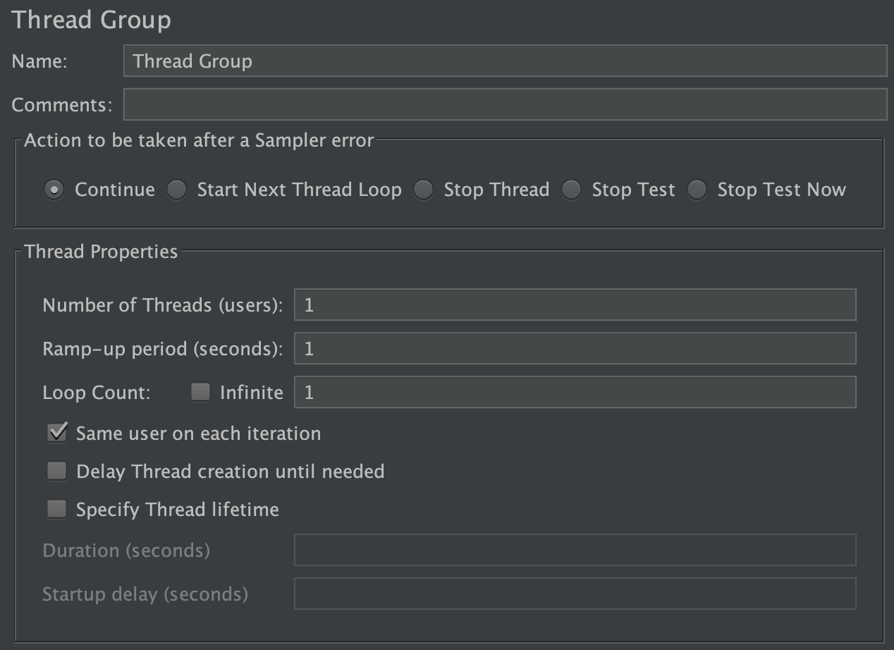 Screenshot for Control-Panel of Thread Group