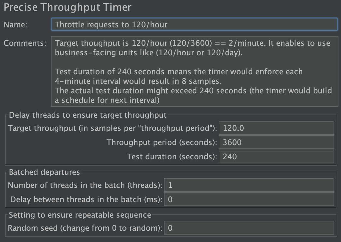 Screenshot for Control-Panel of Precise Throughput Timer