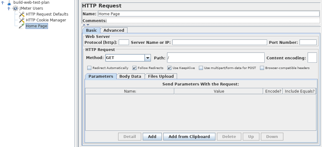 
Figure 5.5. HTTP Request for JMeter Home Page