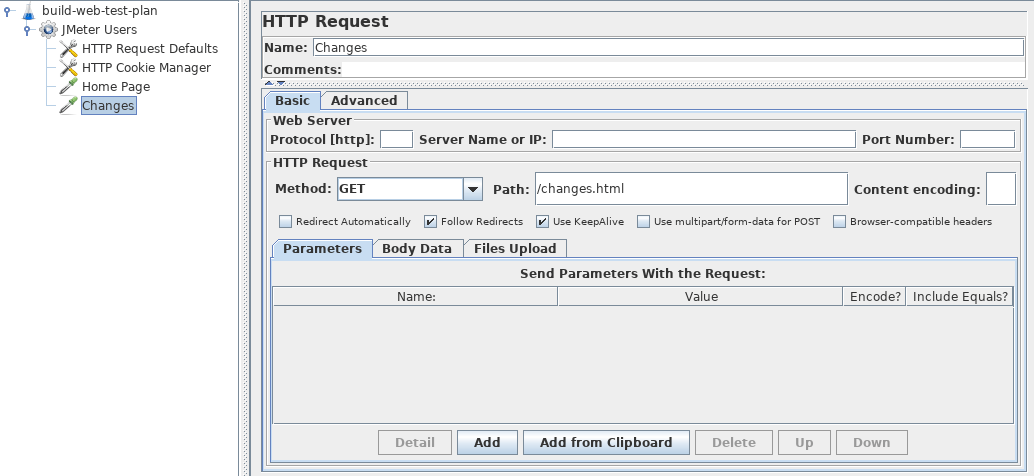 
Figure 5.6. HTTP Request for JMeter Changes Page