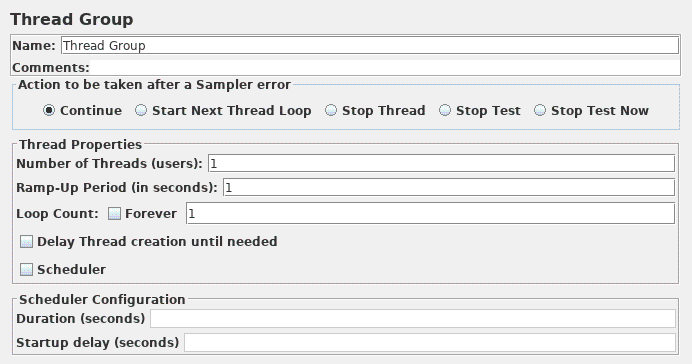 
Figure 12.1. Thread Group with Default Values