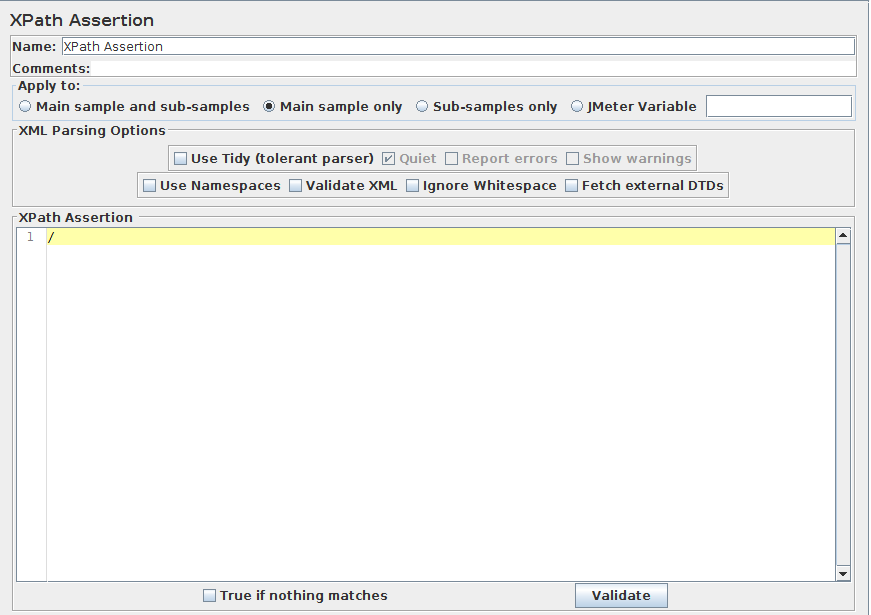 Screenshot for Control-Panel of XPath Assertion