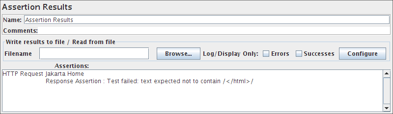 Figure 17 - Assertion Listener Results (Fail)