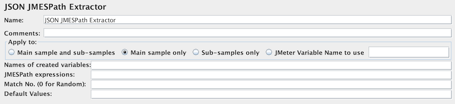 Screenshot for Control-Panel of JSON JMESPath Extractor