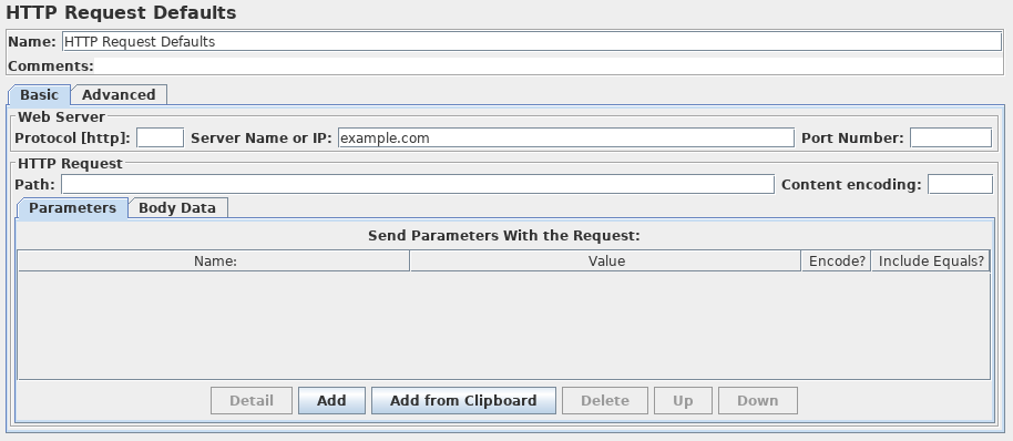 Screenshot for Control-Panel of HTTP Request Defaults