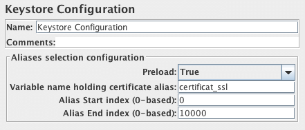Screenshot for Control-Panel of Keystore Configuration