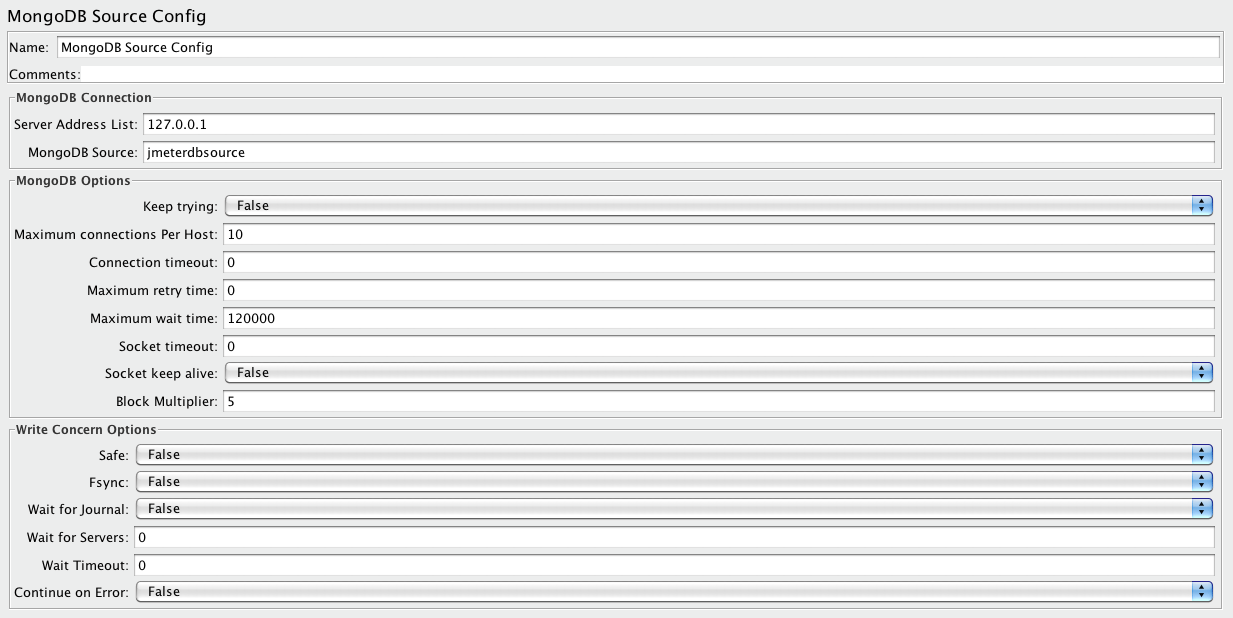 Screenshot for Control-Panel of MongoDB Source Config (DEPRECATED)