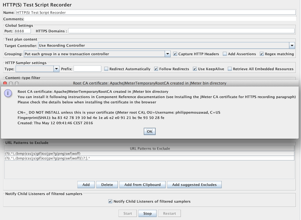 Recorder Install Certificate Popup