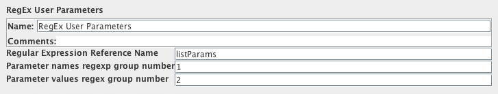 Screenshot for Control-Panel of RegEx User Parameters