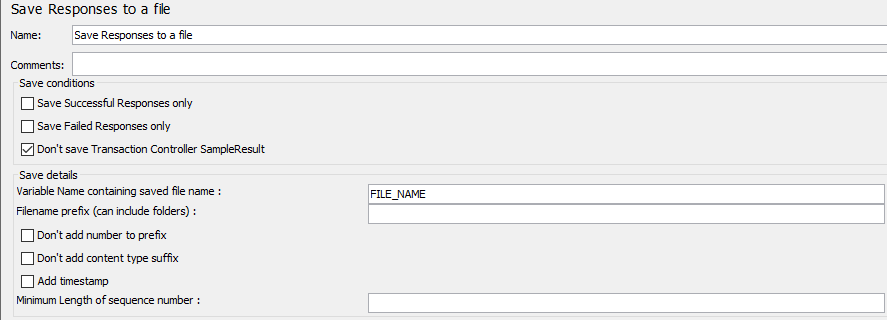 Screenshot for Control-Panel of Save Responses to a file