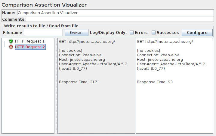 Screenshot for Control-Panel of Comparison Assertion Visualizer