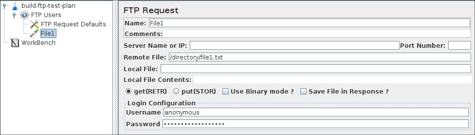 Screenshot for Control-Panel of FTP Request