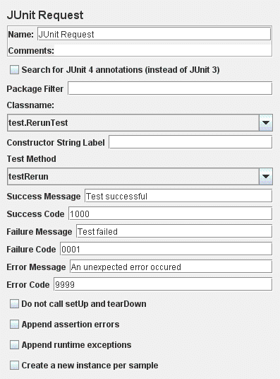 Screenshot for Control-Panel of JUnit Request