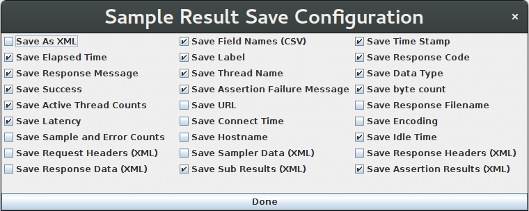 Screenshot for Control-Panel of Sample Result Save Configuration