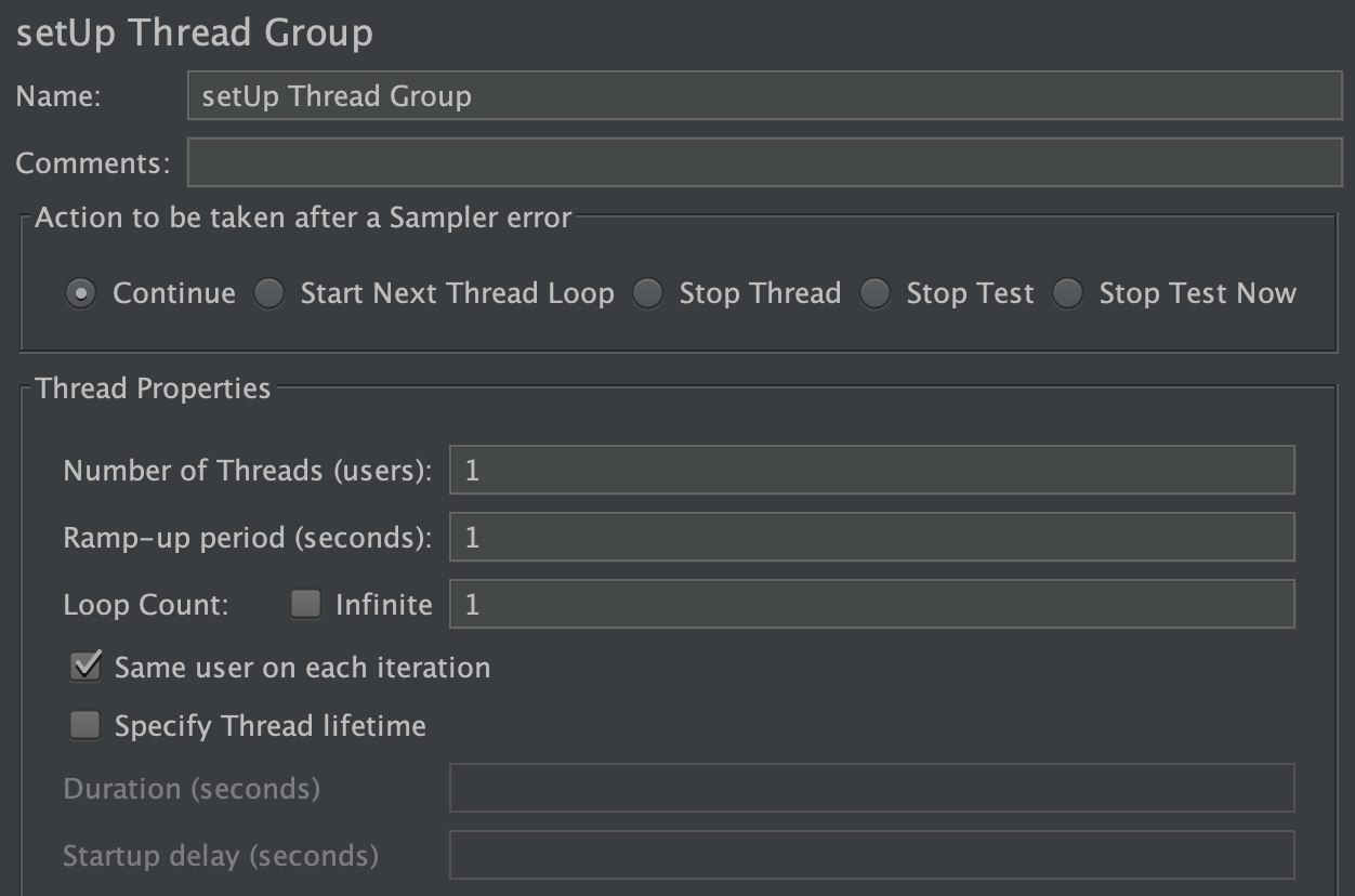 Screenshot for Control-Panel of setUp Thread Group