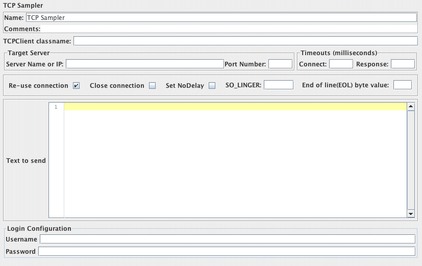 Screenshot for Control-Panel of TCP Sampler