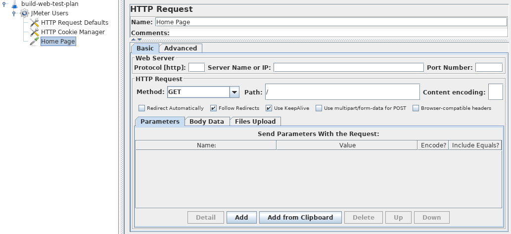 example request jmeter Plan Web User's Building Manual:   JMeter a Apache Test