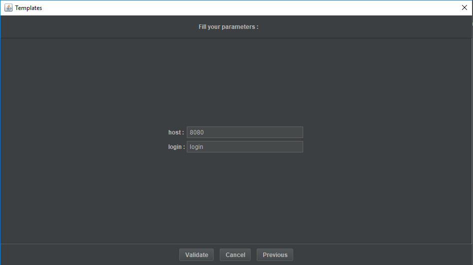 Parameters window